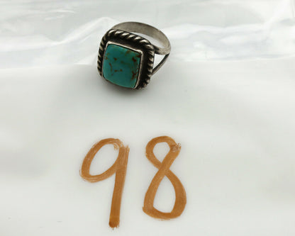 Navajo Ring .925 Silver Blue Turquoise Artist Signed Sun C.1980's
