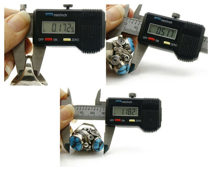 Zuni Ring .925 SOLID Silver Sleeping Beauty Turquoise Signed BC C.1980's