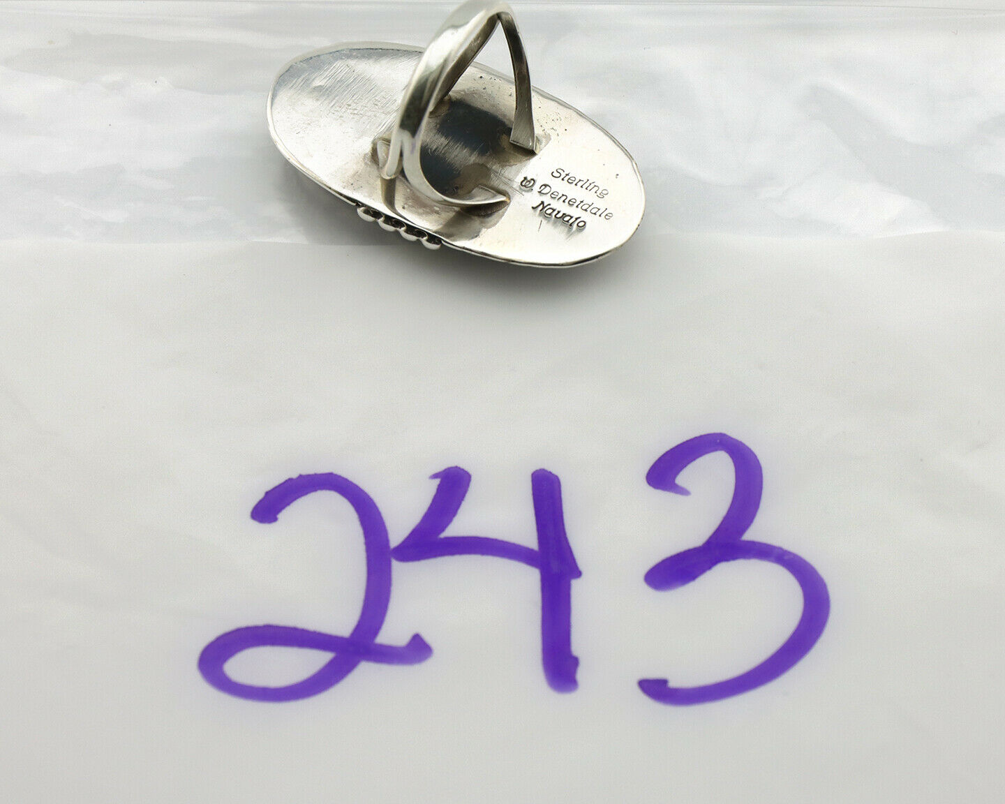 Navajo Ring .925 Silver Kingman Turquoise Signed William Denetdale C.80's