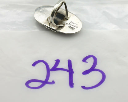 Navajo Ring .925 Silver Kingman Turquoise Signed William Denetdale C.80's