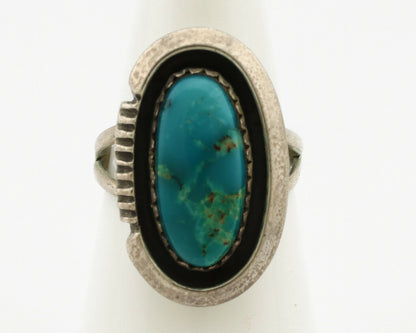 Navajo Ring .925 Silver Nevada Turquoise Native American Artist C.1980's