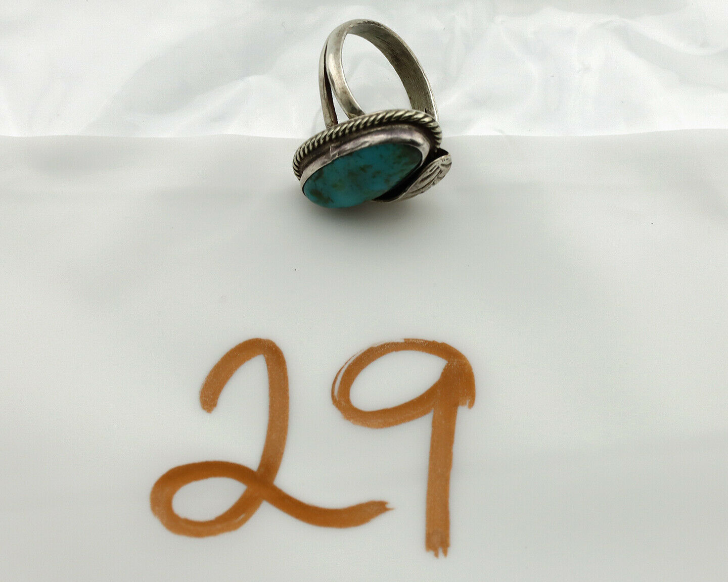 Navajo Ring .925 Silver Blue Turquoise Native American Artist C.1980's
