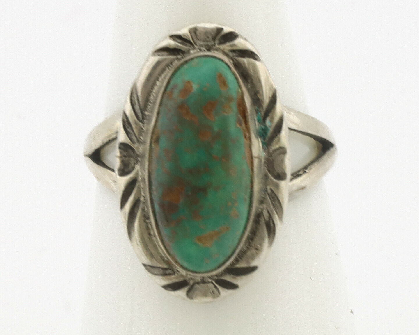 Navajo Ring .925 Silver Natural Mined Turquoise Native Artist Signed C.80's