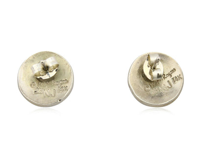 Navajo Eagle Head Earrings .925 Silver 14k SOLID Yellow GOLD MM Rogers & NJ C.80