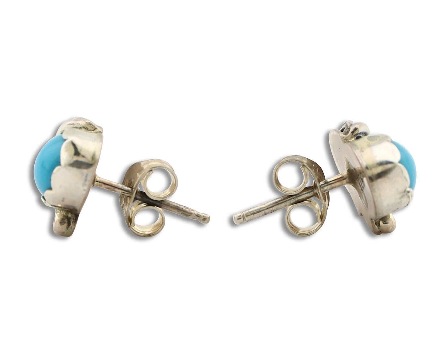 Navajo Earrings 925 Silver Natural Mined Turquoise Native American Artist C.80's