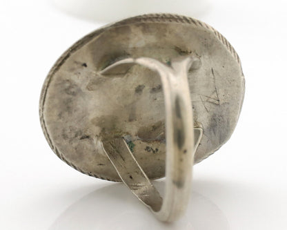 Navajo Ring .925 Silver Sleeping Beauty Turquoise Native American Artist C.1980s