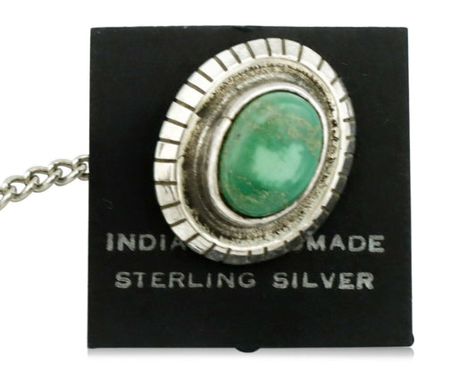 Navajo Tie Tack .925 Silver Royston Turquoise Native American Artist C.80's