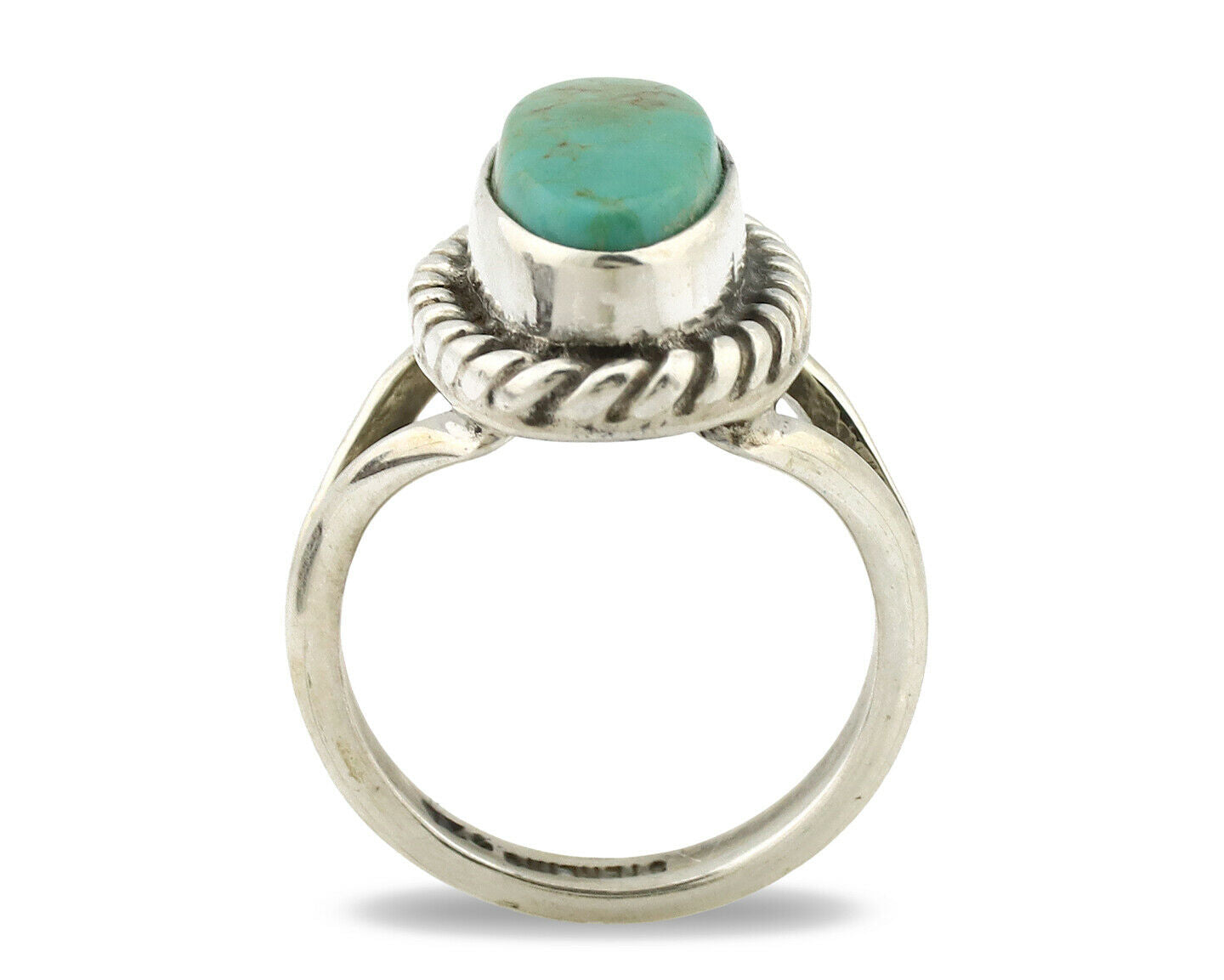 Navajo Ring .925 Silver Natural Mined Turquoise Artist Signed Gecko C.80's