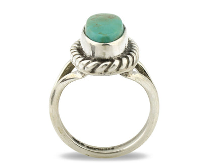 Navajo Ring .925 Silver Natural Mined Turquoise Artist Signed Gecko C.80's