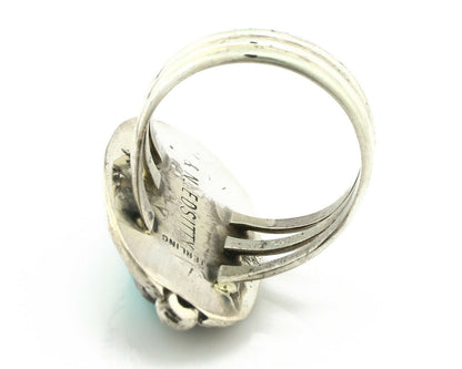 Navajo Ring .925 Silver Blue Turquoise Artist Signed V&N EDSITTY C.80's