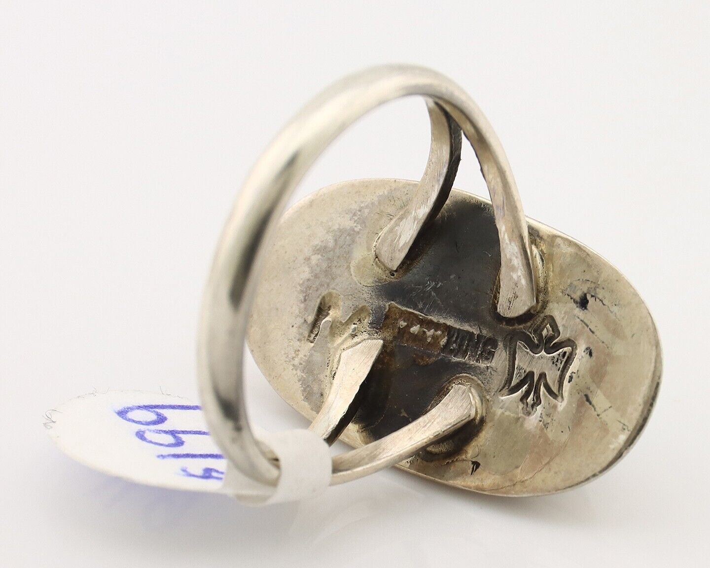 Navajo Ring 925 Silver Natural Blue Turquoise Artist Signed M Montoya C.80's