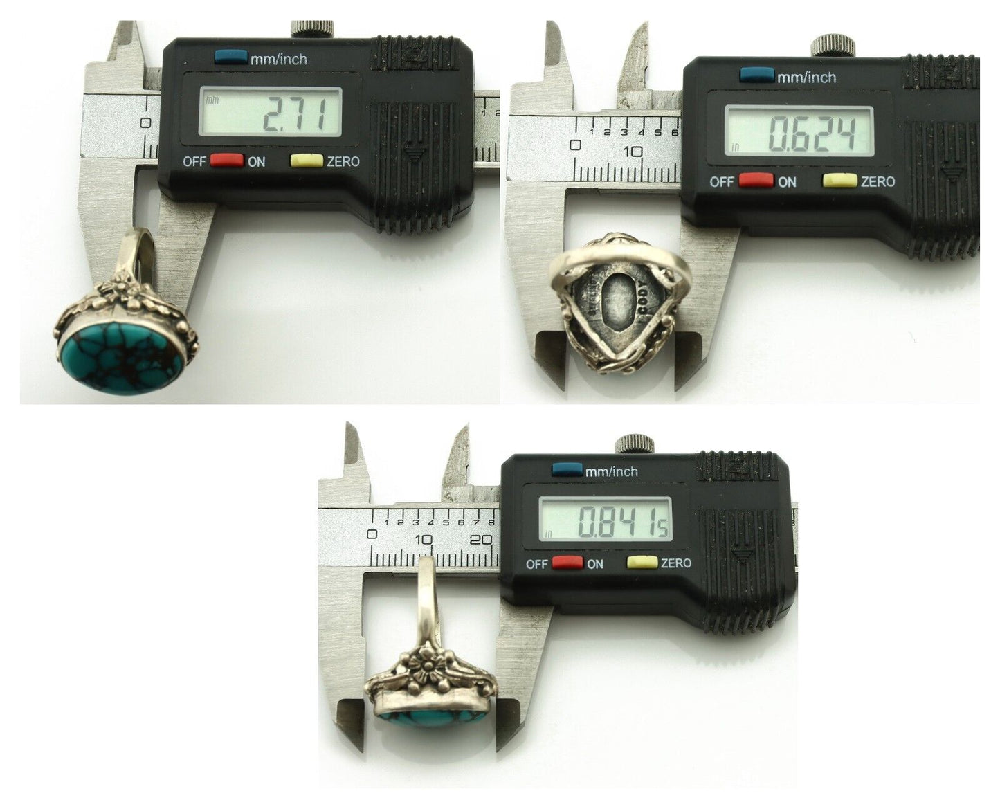 Navajo Ring 925 Silver Spiderweb Turquoise Artist Signed Cody C.80's