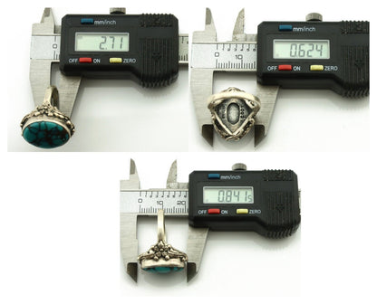 Navajo Ring 925 Silver Spiderweb Turquoise Artist Signed Cody C.80's