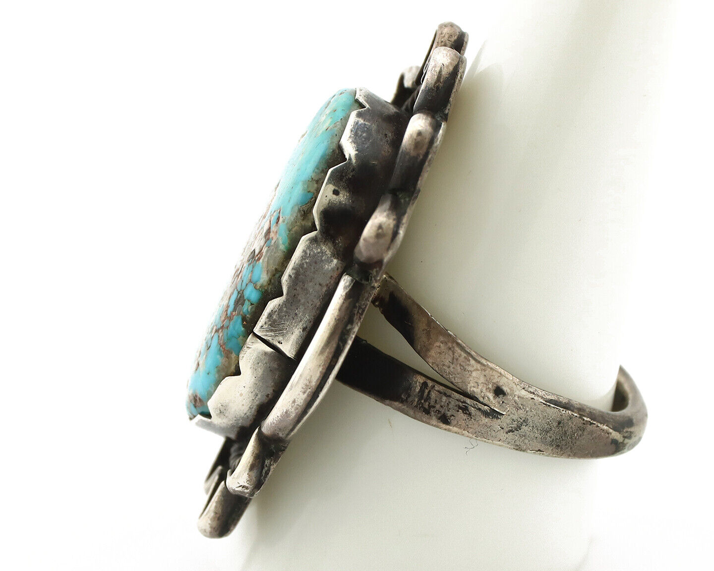 Navajo Ring 925 Silver Blue Turquoise Native American Artist C.1980's
