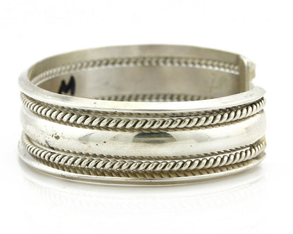 Navajo Bracelet .925 Silver Handmade Hand Stamped Signed Artist TAHE Circa 1980s