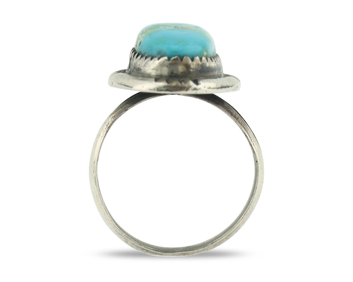 Navajo Ring .925 Silver Natural Blue Turquoise Native American Artist C.80's