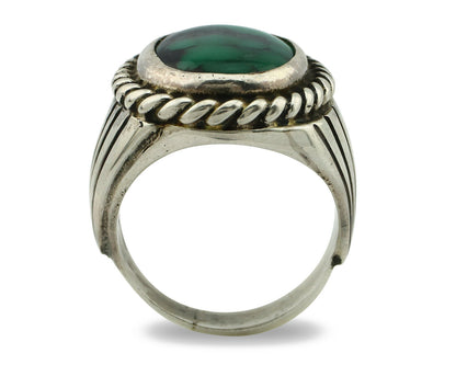 Navajo Ring .925 Silver Green Turquoise Artist Signed C Montoya C.80's