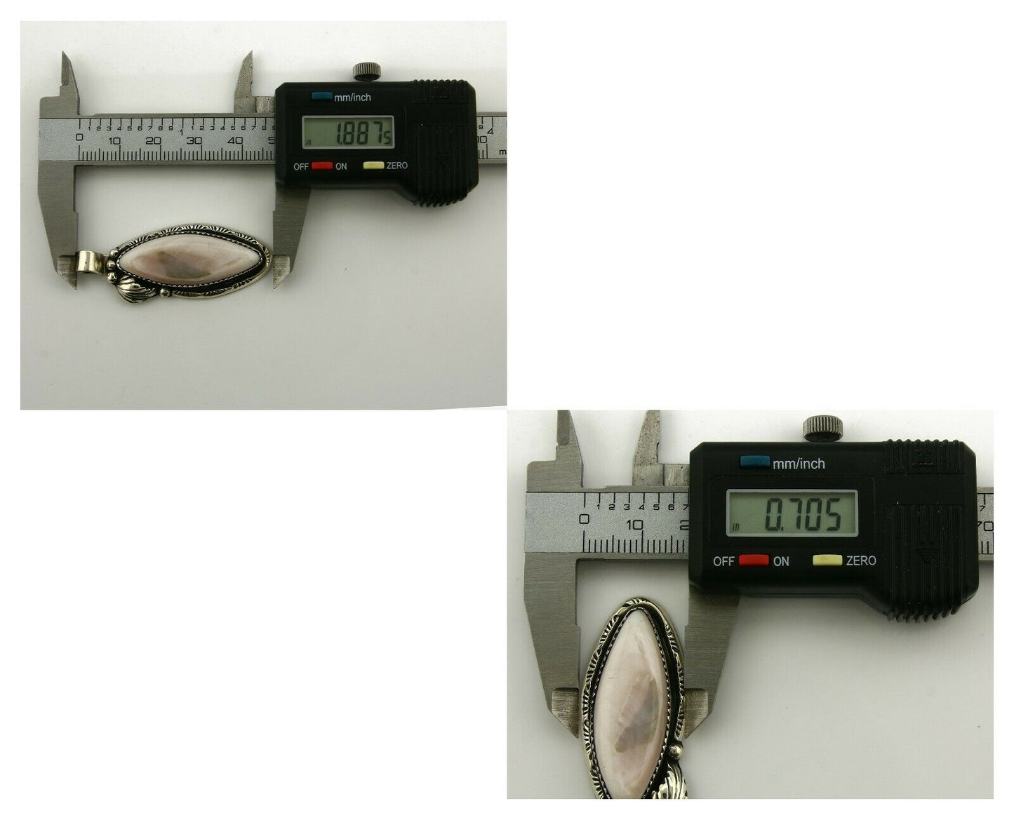 Navajo Pendant .925 Silver Real Natural Pink Mussel Signed Yazzie C.80's