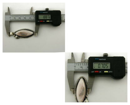 Navajo Pendant .925 Silver Real Natural Pink Mussel Signed Yazzie C.80's