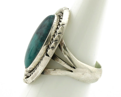 Navajo Ring .925 Silver Turquoise Mountain Artist Signed EA C.80's