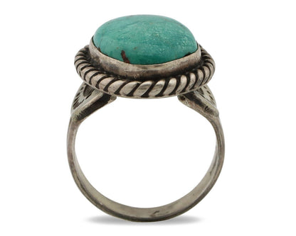 Navajo Handmade Ring 925 Silver Blue Turquoise Signed Native Artist C.80's