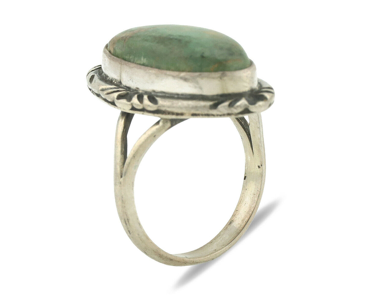 Navajo Ring .925 Silver Natural Turquoise Artist Signed Native American C.80's