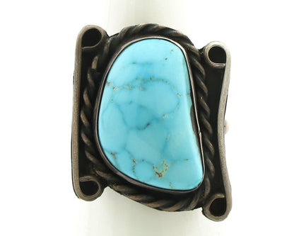 Navajo Ring 925 Silver Blue Spiderweb Turquoise Native American Artist C.80's