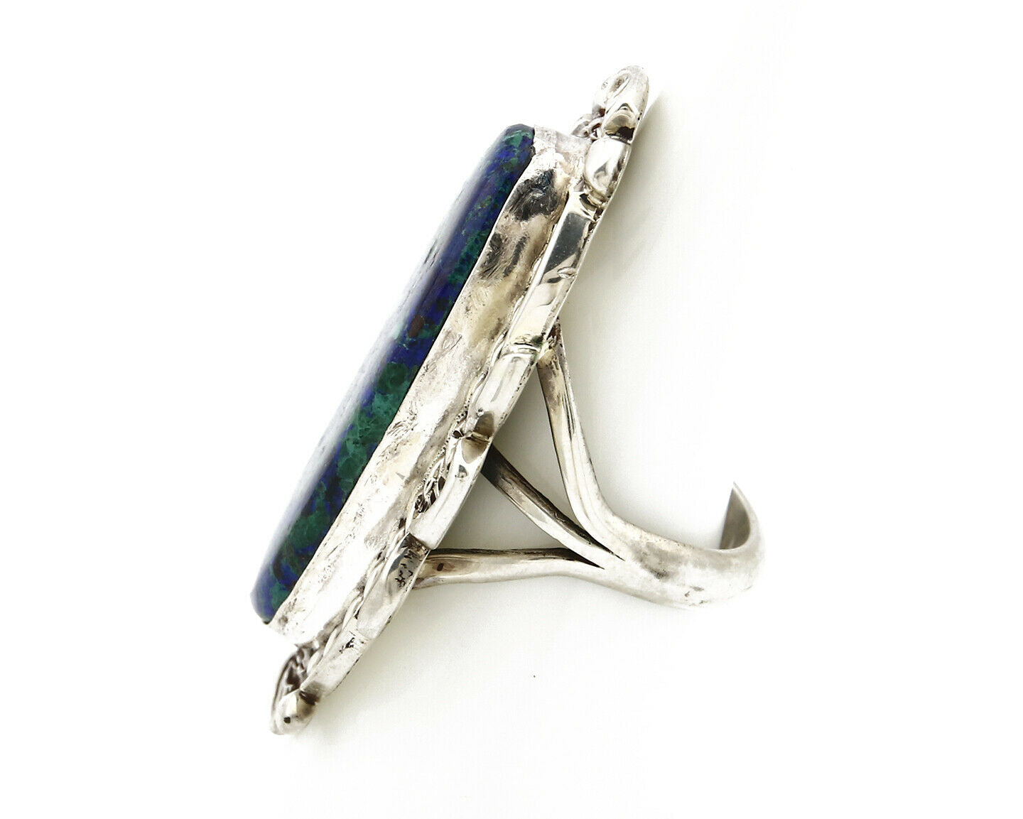 Navajo Azurite Ring .925 Silver Signed Artist Billie Eagle C.80's