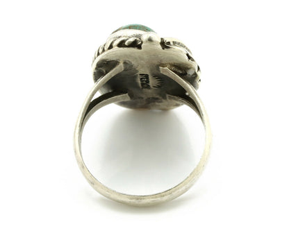 Navajo Ring .925 Silver Turquoise Mountain Signed Artist Apache C.80's