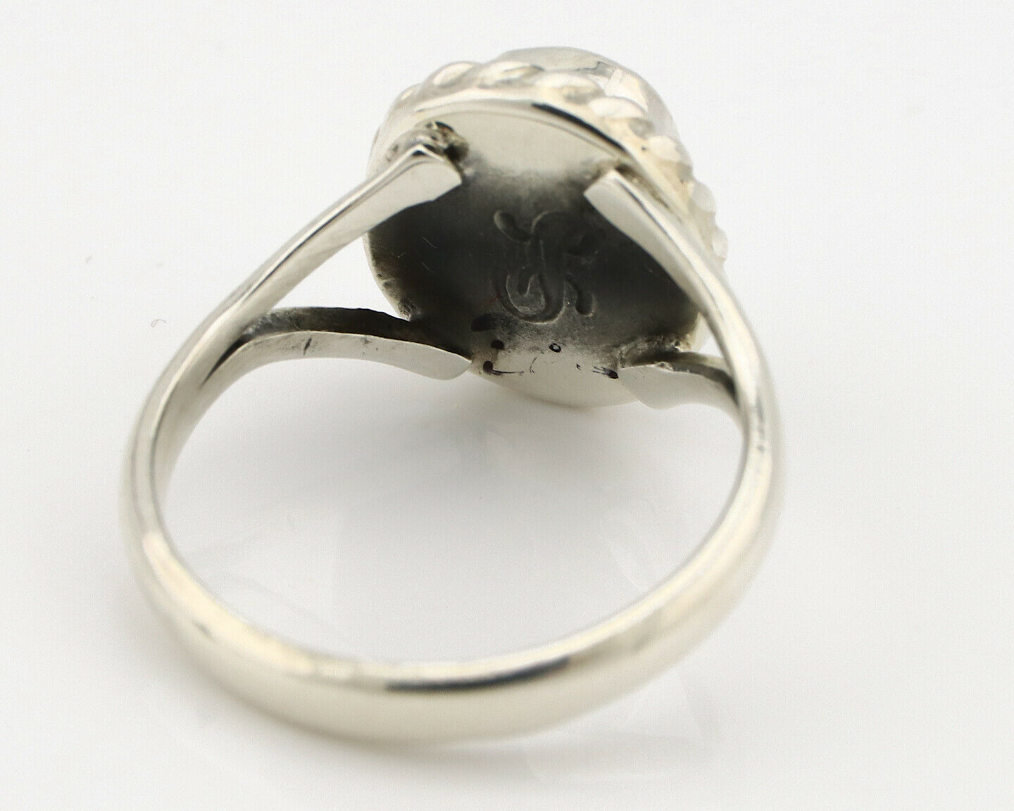 Navajo Ring .925 Silver Kingman Turquoise Artist Signed Gecko C.90's