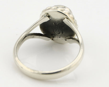 Navajo Ring .925 Silver Kingman Turquoise Artist Signed Gecko C.90's