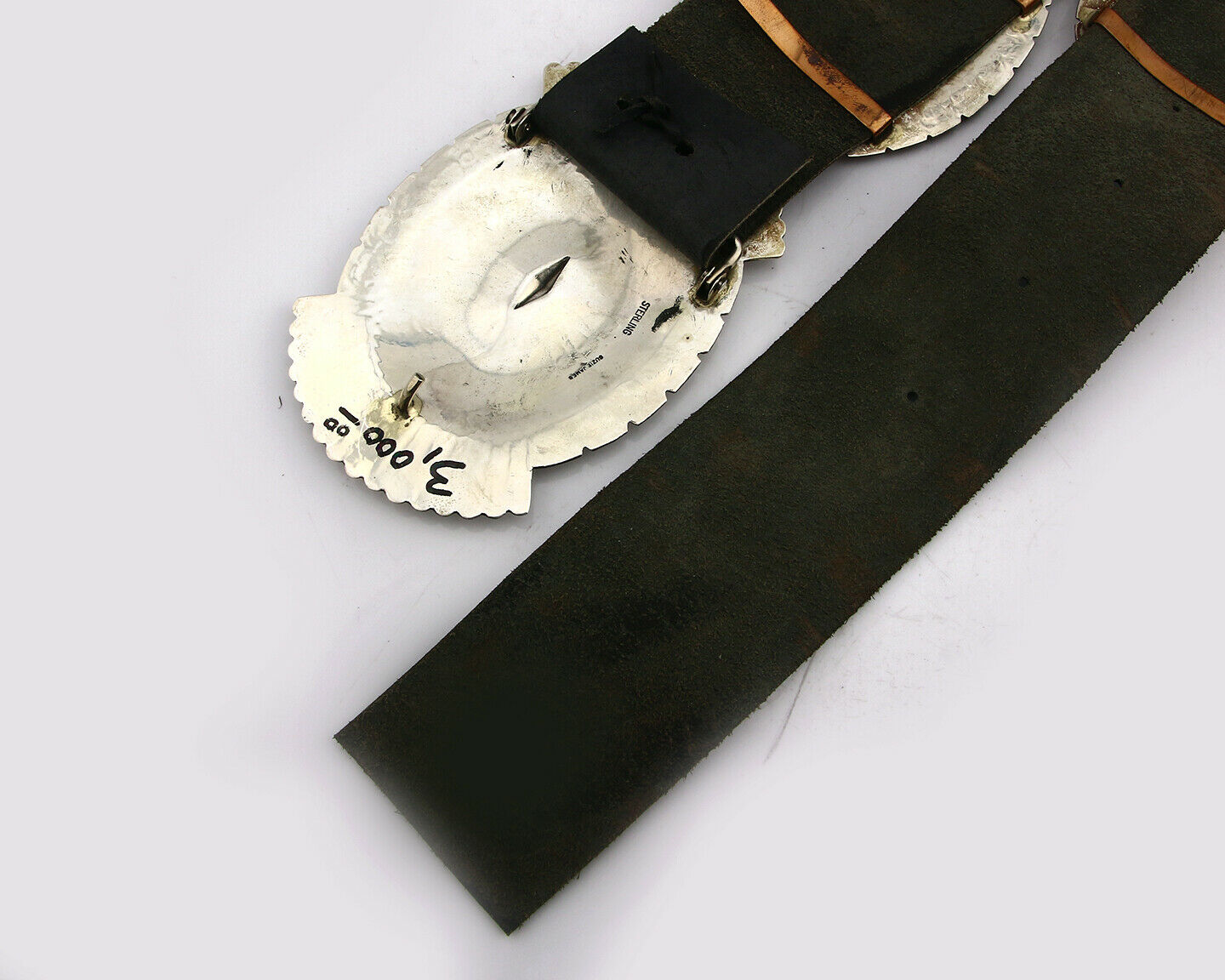 Navajo Concho Belt .925 Silver Hand Stamped Artist Suzie James C.80's