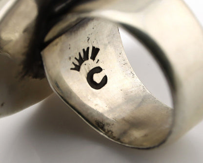 Navajo Ring 925 Silver Kingman Turquoise Native Artist Signed C Montoya C.80's