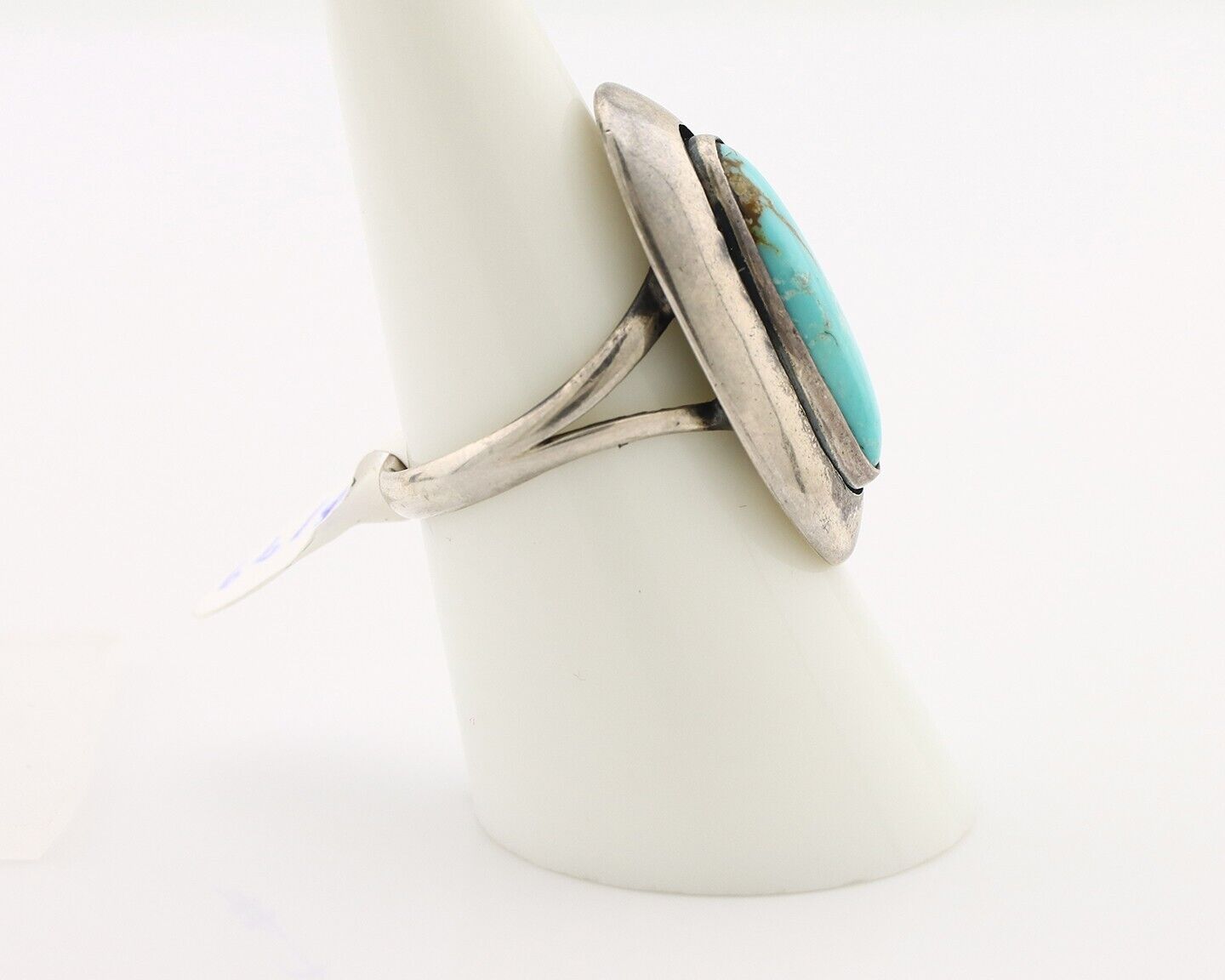 Navajo Ring 925 Silver Natural Blue Turquoise Artist Signed M Montoya C.80's