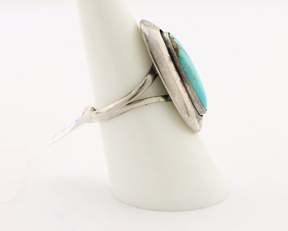 Navajo Ring 925 Silver Natural Blue Turquoise Artist Signed M Montoya C.80's