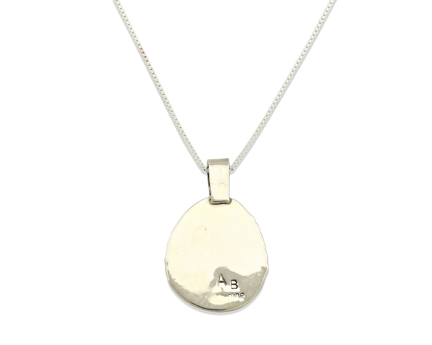 Navajo Necklace .925 Silver Morenci Turquoise Signed Anna Begay C.1980's