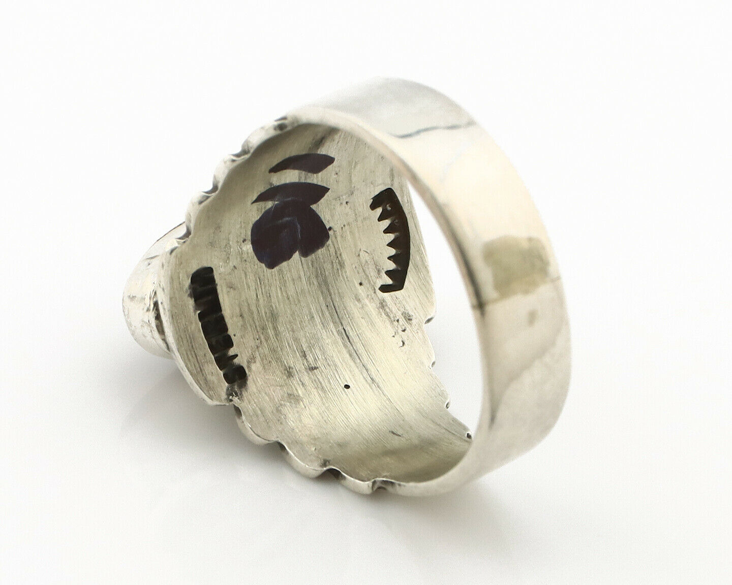 Navajo Ring .925 Silver Green Manassas Turquoise Artist Signed Apache C.80's