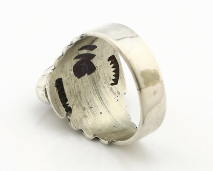 Navajo Ring .925 Silver Green Manassas Turquoise Artist Signed Apache C.80's