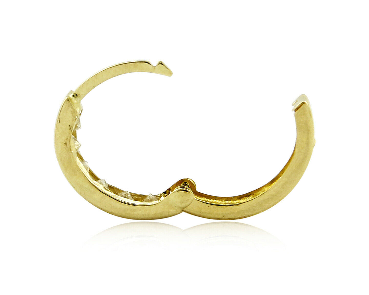 Women's 3.0 mm x 14 mm REAL 14k SOLID YELLOW GOLD Simulated Diamond Hoop Earring