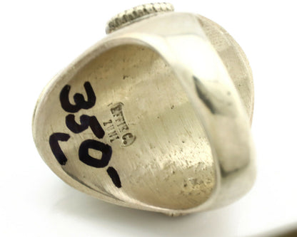 Zuni Ring .925 Silver Blue Turquoise Artist Signed Effie Calavaza C.1980's