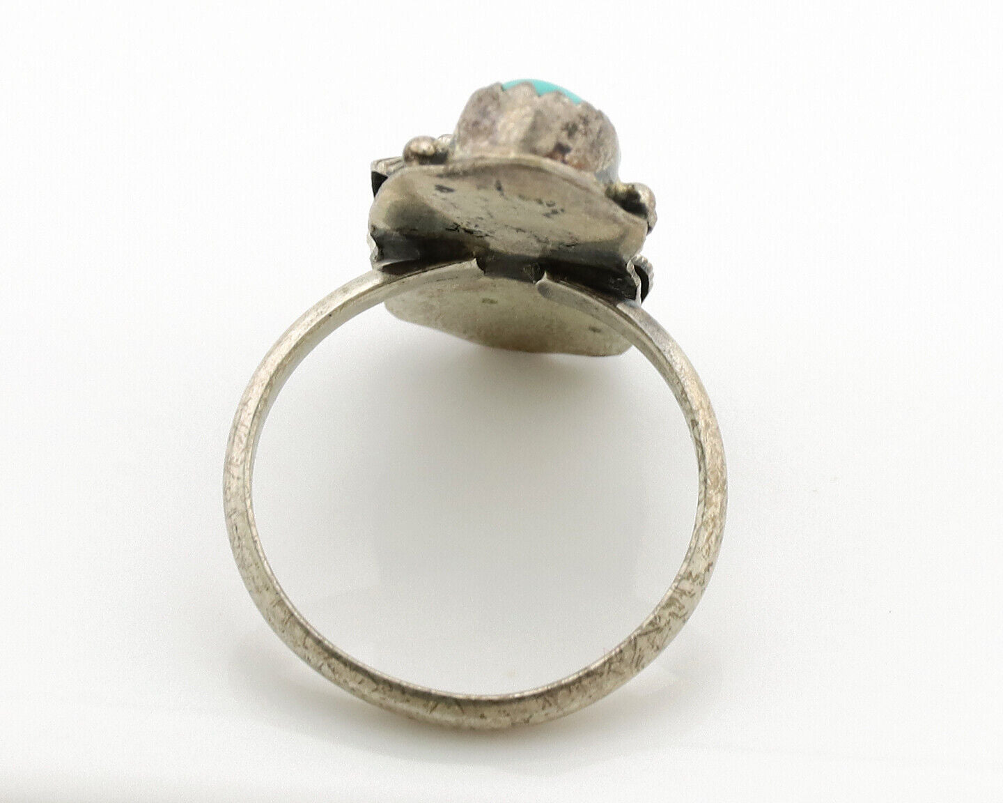 Navajo Ring 925 Silver Turquoise & Coral Artist Signed Native American C.80s
