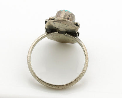 Navajo Ring 925 Silver Turquoise & Coral Artist Signed Native American C.80s