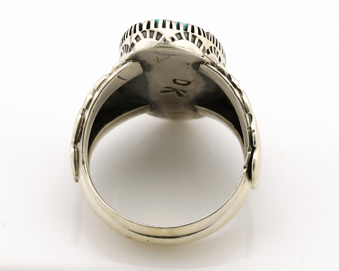 Navajo Ring .925 Silver Sleeping Beauty Turquoise Artist Signed DK C.80's