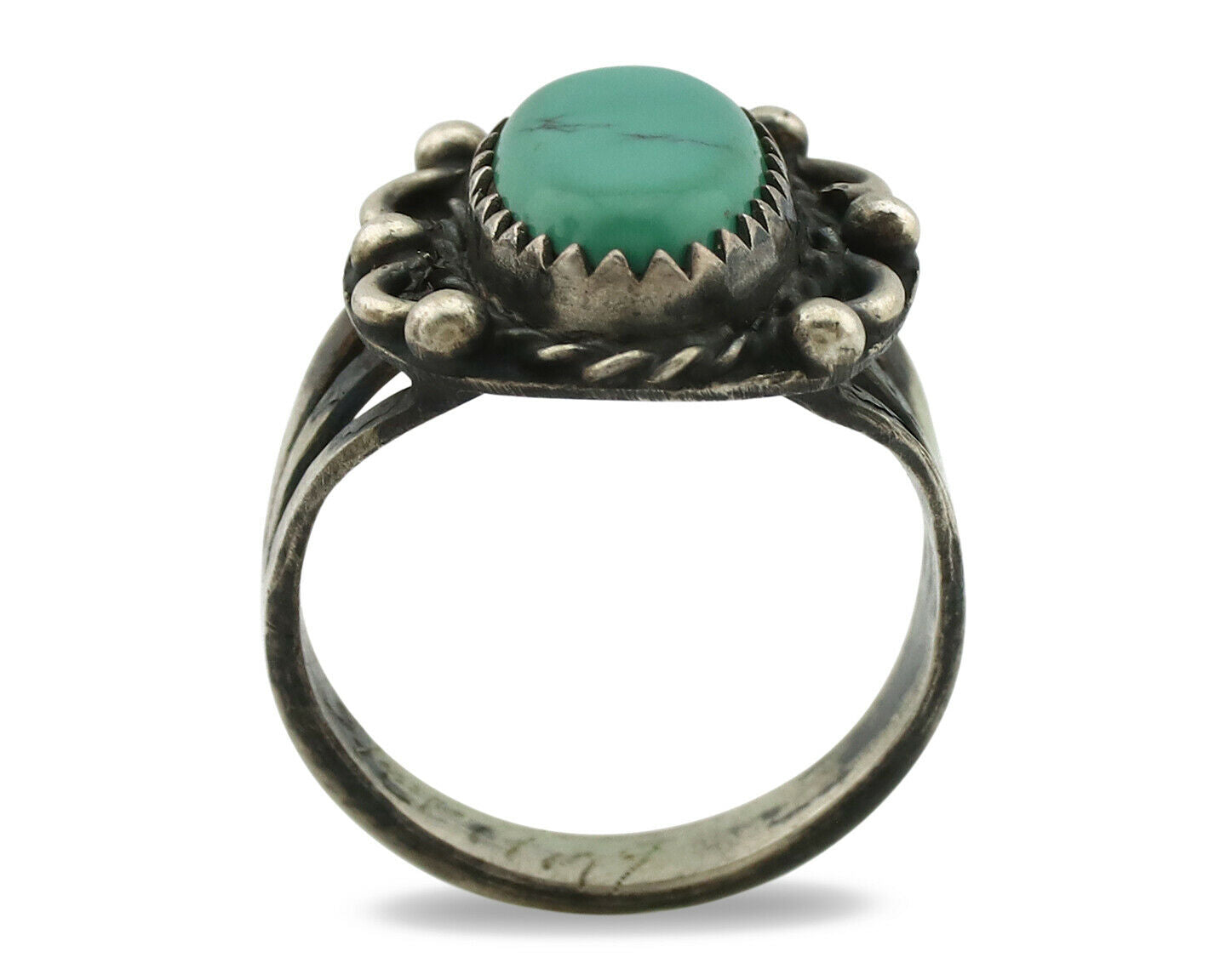 Navajo Ring .925 Silver Blue Turquoise Artist Signed F C.1980's