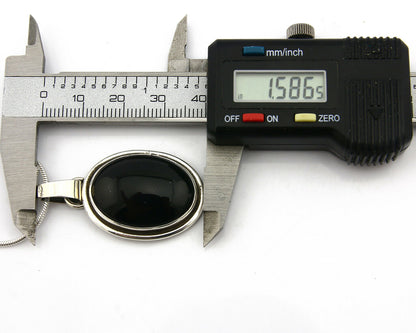 Navajo Onyx Necklace .925 Silver Artist Signed Native American C.80's