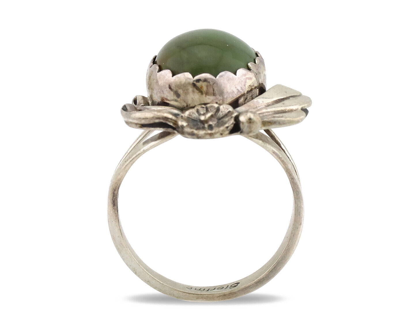 Navajo Ring .925 Silver Green Turquoise Native American Artist C.1980's