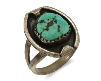 Navajo Ring .925 Silver Kingman Turquoise Native American Artist C.1980's