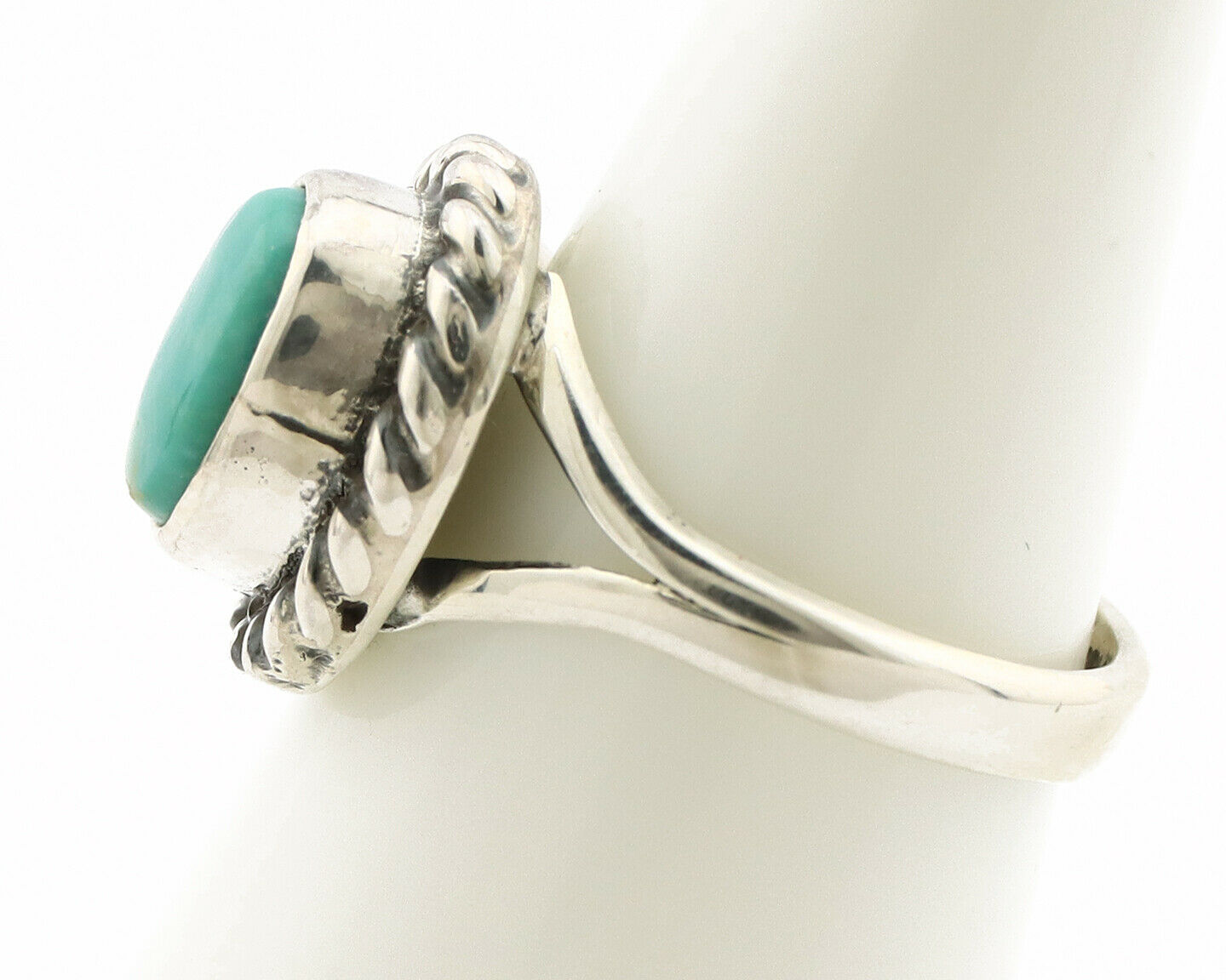 Navajo Ring .925 Silver Kingman Turquoise Artist Signed Gecko C.90's