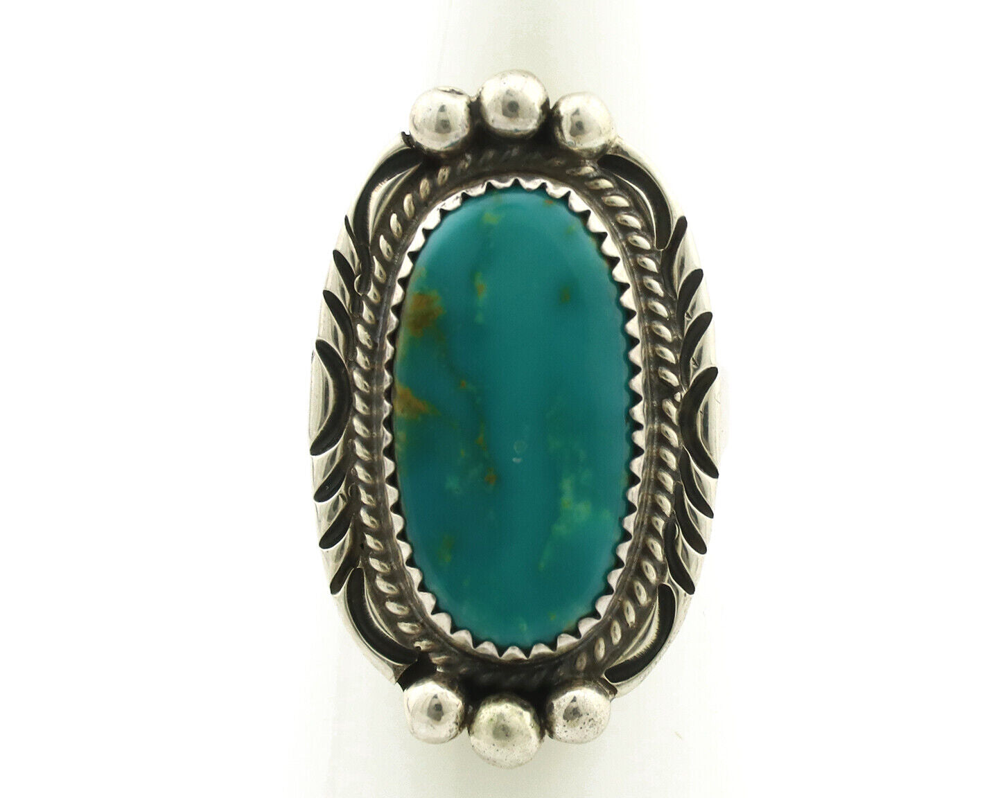 Navajo Ring 925 Silver Natural Blue Turquoise Signed M Begay C.80's