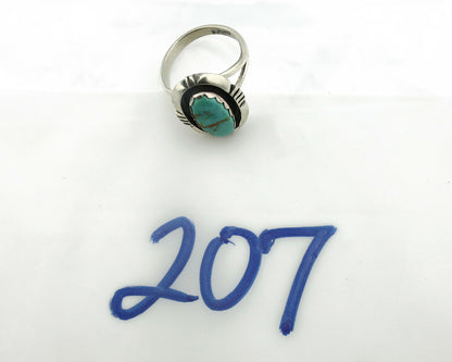 Navajo Ring .925 Silver Kingman Turquoise Handmade Native American Artist C80s